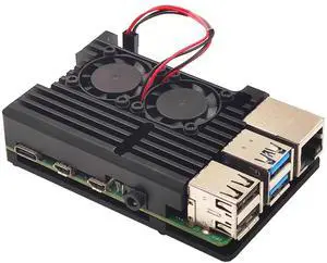 Raspberry Pi 4 Metal Case with Dual Fan, Raspberry Pi 4 Computer Model B Aluminum Alloy Passive Cooling Case Compatible with Raspberry Pi 4 Model B