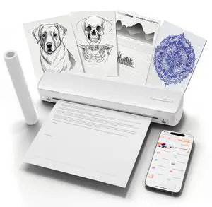 C80 Wireless Printer, Inkless Portable Printer for Travel, Supports A4 8.5 x 11 Inch Thermal Paper, Compatible with Phone & Laptop (Elegant White)