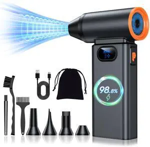 Compressed Air Duster,Electric Air Duster,Mini Air Blower,Adjustable Jet Dry Cleaning Kit for PC,Keyboard,Car,Outdoor,Handheld Blower,130000rpm Super Power Cordless Turbo Fan,3-Gear,Leaf Blower