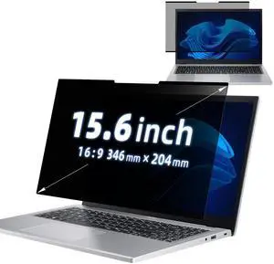 MokaZii Nano-Adsorption Laptop Privacy Screen 15.6 inch 16:9, Removable Laptop Privacy Screen Protector, Anti Glare Blue Light Touchscreen compatible, Computer Private Filter