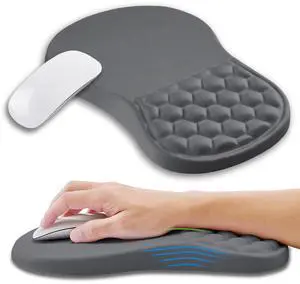 Kuosgm Ergonomic Mouse Pad Wrist Support with Memory Foam Massage Bulge, Carpal Tunnel Pain Relief Mousepad Wrist Rest for Mouse(12x8 inch, Dark Grey)