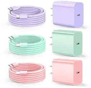 Dayaoncy Compatible with iPhone 17/16/15 Charge Fast Charging, 20W USB C Wall Charger with 3Pack 10FT USB C Cable, Type C Fast Charger Compatible with Phone/Android/Phone/Samsumg/Pad