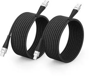 Extra Long USB C to USB C Cable 15FT 2Pack 100W, USB C Charger Cable Fast Charging Cord Braided, Type C Cable for iPhone 17 16 15/15Plus/15Pro/Max, MacBook Pro/Air, iPad Pro/Air/Mini,Samsung,Pixel