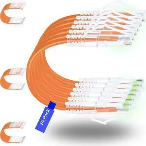 Rapink Patch Cables Cat6/ Cat6a 1ft (24 Pack) Slim, Cat6a Ethernet Patch Cable 10G Support, Snagless Cat 6 Patch Cable for Patch Panel to Switch, Flexiable Cat6 Ethernet Cable Orange