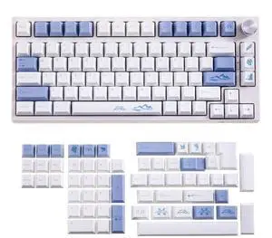 GK GAMAKAY White Purple PBT Keycaps Cherry Profile, Custom 135 Keys Doubleshot Keycaps Set, Universal Compatiability for 61/68/75/84/87/96/98/100/104/108 Layout Mechanical Keyboard (White&Purple)