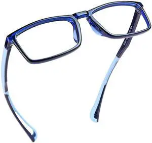 LifeArt Kid Blue Light Blocking Glasses, Filter 85% of Harmful Blue Light, Anti Eyestrain and Blurry, Computer Glasses, Cut UV400 Anti Glare(Blue)