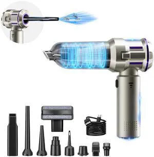 Goweto 16000PA Computer Vacuum Cleaner Keyboard Cleaner Compressed Air Duster - Cordless Handheld Mini Vacuum for PC/Laptop Cleaning - Portable Air Duster for Car/Home/Office(Purple, Small)