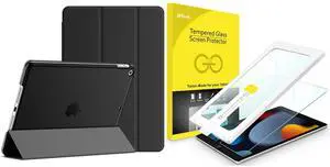 JETech for iPad 9/8/7 (10.2-Inch, 2021/2020/2019 Model, 9th/8th/7th Generation) Case and One Touch Install Screen Protector Bundle