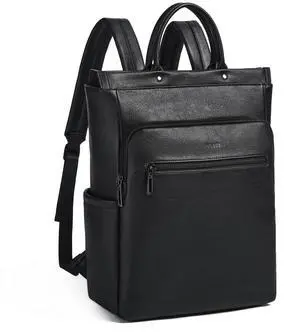 Mroede Leather Laptop Backpack for Women, Travel Backpack Purse Fits 15.6 Inch Laptop, Casual Daypack with Laptop Compartment for Teachers College Work Business Nurse Weekender, Black