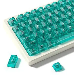 dagaladoo Green Clear keycaps,Transparent keycaps 60 75 100 Percent,Ceramic Jelly Key caps Set,Shine Through Key caps.,MDA Profile Keyboard Key Cap for Mx Switches Mechanical Keyboard(115key)