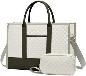 LOVEVOOK Laptop Bags for Women, 15.6 inch Waterproof Work Tote Bag with Clutch, Professional Teacher Computer Purse Lightweight Shoulder Bag Travel, Yellow Green Blue