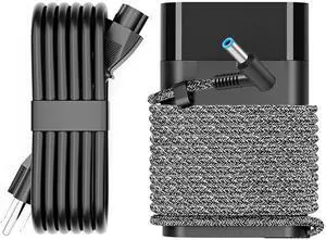 NDWQGFS New Slim 65W Laptop Charger Compatible with HP Envy x360/ EliteBook/Pavilion/Chromebook Charger Blue Tip AC Adapter (4.5mm) | 45W/65W HP Compatible Computer Fast Charging Power Supply Cord