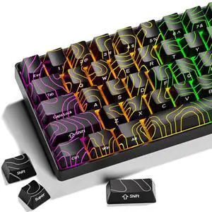 GMKWTL XVX Black Keycaps, Doubleshot PBT Keycap Set, Backlit Topographic Keyboard Keycaps OEM Profile Compatible with 60% 65% 75% 80% 96% 100% Mechanical Keyboards-Only Key caps