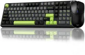 AULA Wireless Keyboard and Mouse Combo, F99 Pro Mechanical Keyboards with Knob,Tri-Mode Hot Swappable Custom Keyboard+SC580 Wireless Gaming Mouse Black