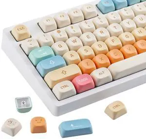 MOA Profile PBT Keycaps,136 Keys Cute Fireworks Theme Custom Keycap 60 65 75 100 Percent,Dye-Sublimation Key caps Keyboard Keycap Set for Cherry MX Switches Mechanical Keyboards (Fireworks)