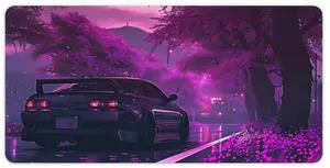 FeoYoed Large Mouse Pad Anime Jdm Car S13 Purple Flowers Static Desk Mat Computer Accessories Gaming Office Organizers Supplies Decor Essentials Keyboard Pads for Desk Rubber 30x60cm