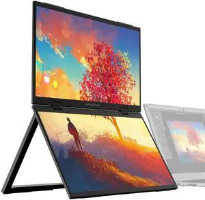 Packard Bell airFrame Dual 15.6-inch Portable Monitor, USB-C and HDMI, Vertical Stacking Display