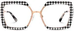 Zeelool Blue Light Blocking Glasses for Women, Square Metal Glasses Frame Eyeglasses with Non-prescription Clear Lenses Anti Eyestrain & UV from Computer/TV/Phone ZJGM150137-01B