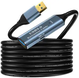 SSS·GRGB USB 3.0 Extension Cable 16.4FT Type A Male to Female Active Extender Cord with 1 Extension Chipsets Signal Booster and 1 USB-C Charging Port, for Webcam, PlayStation, Printer, Camera