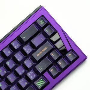 ULTRAEQUIP PBT Keycaps Manga Theme 151 Keys Japenese Character Cherry Profile Dye Sub Purple and Green Keycaps for Mechanical Keyboard Key Cap