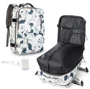 Vacuum Seal Backpack for Travel with Air Pump Vacpack Carry on Flight Approved Compression Daypack Laptop Space Saver Bags Storage with Vacuum System 18x14x8 inches Travel Bag Women LeafWhite