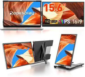 Dopesplay Laptop Screen Extender, 15.6" FHD 1080P IPS External Portable Monitor for Laptop, Plug & Play Dual Screen Monitor for 13"-17" Laptops, Compatible with Mac, Wins, Chrome, Android, Dex