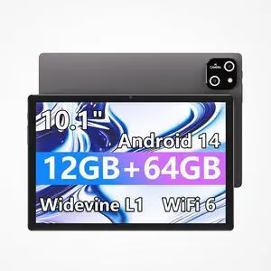 ITMEIPC Tablet, 10.1 inch Android Tablet, Octa-core Processor, 12GB RAM 64GB ROM (Up to 1TB), 1280x800 HD IPS Touchscreen, 2 Years Protection, WiFi 6 BT 5.4, 6000mAh, Dual Camera, Widevine L1