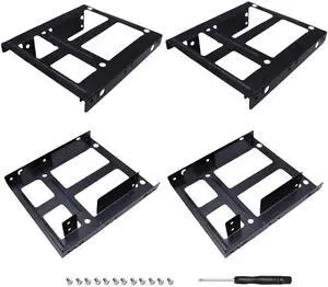 4Pcs Double-Deck HDD SSD Mounting Bracket,2 x 2.5 to 3.5" Hard Drive Adapter, Hard Drive Bay Mounting Bracket for PC