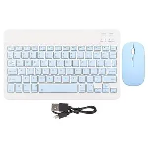 Keyboard and Mouse,Rechargeable Bluetooth Keyboard and Combo,Ultra Slim Portable Compact Keyboard Set for Laptop, PC(Blue)