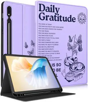 Wazzasoft for Samsung Galaxy Tab S8/Tab S7 Case 11 Inch Women Girls Folio Cover with Pencil Holder Cute Kawaii Design Fashion Girly Quotes Pretty Tablet Cases for Samsung Tab S7/Tab S8 Case 2022/2020