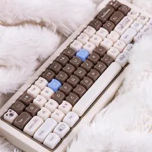 148keys Cat Keycaps Brown Cute MOA Profile Keycap Set for Cherry MX Gateron Mechanical Keyboards