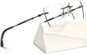 ANYLUV Rimless Blue Light Glasses Men Women, Fashion Oversized Lens Blue Light Blocking Glasses with Lightweight Metal Temple