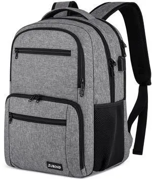 ZUBOND Backpack for Men and Women, Backpack for School Teen Boys, Business Travel Water Resistant Sturdy 17.3 Inch Laptops Back Pack with USB Charging Port, College School Computer Bag Gift
