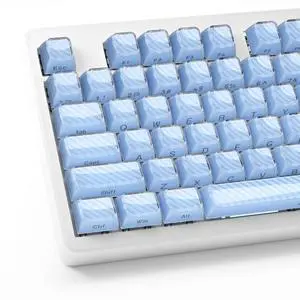 HITIME XVX Keycaps, Crystal Jelly Keycaps 75 65 60 100 Percent, Blue Custom Side Printed Key caps for ANSI/ISO Layout 61/68/84/87/98/104 Gaming Mechanical Keyboard, OEM Profile 136 Keys