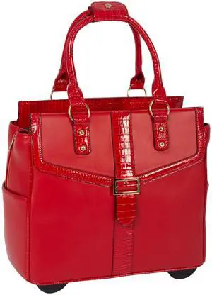 JKM & Company Rolling Laptop Bag for Women | Designer Wheeled Briefcase | Fits 13-17" Laptops | Office Travel Computer Case (Bella)