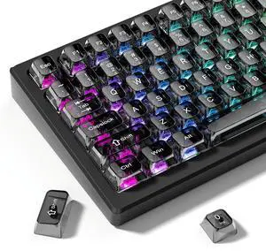 dagaladoo Grey Clear keycaps,Transparent keycaps 60 75 100 Percent,Ceramic Jelly Key caps Set,Shine Through Key caps.,MDA Profile Keyboard Key Cap for Mx Switches Mechanical Keyboard(115key)