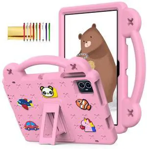 Dteck Case for Onn 10.1" Tablet 2024 Gen 4, Cartoon Panda Shockproof Rugged Lightweight Convertible Stand Handles Kids Friendly Case for Onn 10.1 inch 4 Gen Tablet 2024 (Model:100135925),Pink