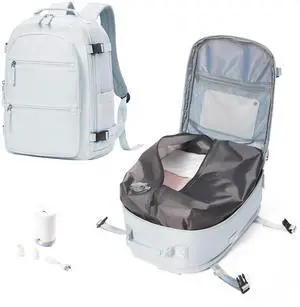 WEPLAN Large Travel Vacuum Backpack with Pump, 32L Backpack With Vacuum Seal, United Airlines Personal Item Bag 17x10x9,15.6 Inch Waterproof Business Laptop Backpack for Women & Men,Light Grey WEPLAN Large Travel Vacuum Backpack with Pump, 32L Backpack With Vacuum Seal, United Airlines Personal Item Bag 17x10x9,15.6 Inch Waterproof Business Laptop Backpack for Women & Men,Light Grey