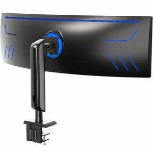VIVO Heavy Duty Aluminum Ultrawide Monitor Desk Mount for up to 49 inch Screens, Holds 39.6 lbs, Space Efficient Vertical Lift Stand, Black, STAND-149J