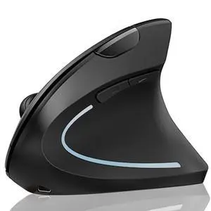 Lekvey Ergonomic Mouse, Vertical Wireless Mouse: Rechargeable Optical Carpal Tunnel Mice with 2.4G USB Receiver, 1000/1200/1600 DPI, 6 Buttons, for Laptop, Computer, Mac, PC, Desktop, Notebook, Black