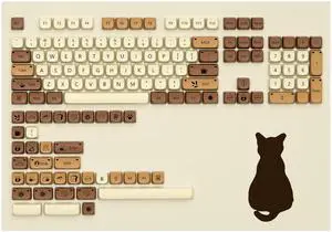 XVX Cute Cat Keycaps, Thick PBT Keycap Mao Profile, 141 Keys Keyboard Keycaps, Dye-Sublimation Keycap Set Compatible with 60% 75% 96% 100% Cherry Gateron MX Switches Mechanical Gaming Keyboard
