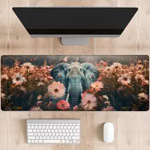dhakalrlde Elephant Gaming Mouse Pad, Large Desk Mat for Computer, Extended Keyboard Laptop Mouse Pads, 31.5×11.8in Non Slip Rubber Mousepad for Office Decor Gifts(color14)