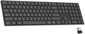 TIETI 2.4G Wireless Bluetooth Keyboard Rechargeable, Stainless Steel Ultra Slim Full Size Keyboard with Numeric Keypad Low Profile Silent Cordless Keyboards for Computer/Mac/Windows