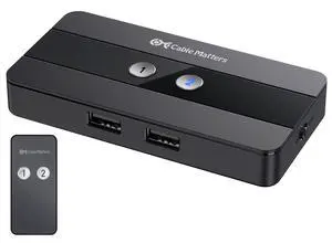 Cable Matters USB 2.0 Switch Hub USB Sharing Switch for 2 Computers and 4 USBA Peripherals - Button or Wireless Remote Control Swapping Cable Matters USB 2.0 Switch Hub USB Sharing Switch for 2 Computers and 4 USBA Peripherals - Button or Wireless Remote Control Swapping