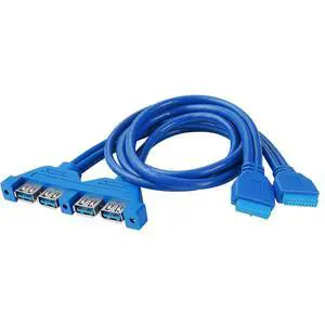 Thzzhnno USB 3.0 Front Panel Header, Motherboard 20Pin 2 Ports Female to 4 Ports USB 3.0 Female Mount Panel Extension Cable 1.6FT with PCI-E Slot Bracket