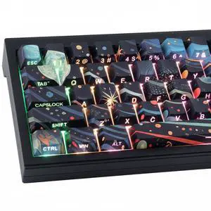Side Print Keycaps - Shine Through Keycaps, Dye Sub & Double Shot, 128 Keys Cherry Profile Backlit Key Caps for 60 65 75 100 Percent Mechanical Magnetic Keyboard (Starry Sky V2)