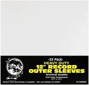 (25) 12 Inch Vinyl LP Record Outer Sleeves - High Clarity, Archival Quality Polyethylene - Industry Standard - Standard 3mil Thick - 12-3/4" x 12-1/2"