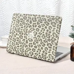 Seorsok Compatible with MacBook Air 13 Inch Case 2022 2021 2020-2018 Release A1932 A2179 M1 A2337,Elegant Leopard Grain Leather Plastic Hard Shell Case with Keyboard Cover,Khaki
