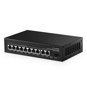 11 Port Gigabit POE Switch, 8 POE+ 1000Mbps, 2 Gigabit Uplink, 1 Gigabit SFP, IEEE802.3af/at, 135W Power Supply, Metal Case Unmanaged Plug and Play Binardat Ethernet Switch