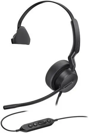 Yealink UH42 USB-A Mono Headset with Mic for PC Computer, Wired Headphones Teams Certified, Noise Cancelling Microphone, in-Line Controls, All Day Comfort